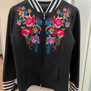 Linea by Louis Dell’Olio floral embroidered bomber jacket, size small